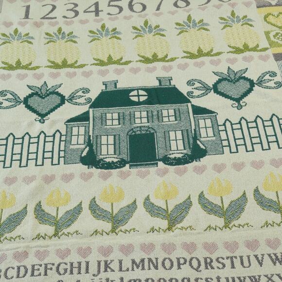 Vintage Cottagecore Throw Blanket Tapestry Granny Afghan Cute 90s Farmhouse - Picture 2 of 13